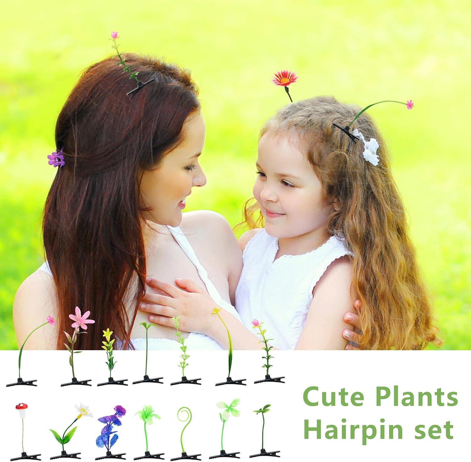 Bekecidi 40 Pieces Bean Sprout Hair Clip Funny Plant Hairpins Little Grass Sprout Clips Flower Butterfly Hair Barrettes Headwear for Women Girls Party for Women Girls Kids Toddler Party Favor image number 3