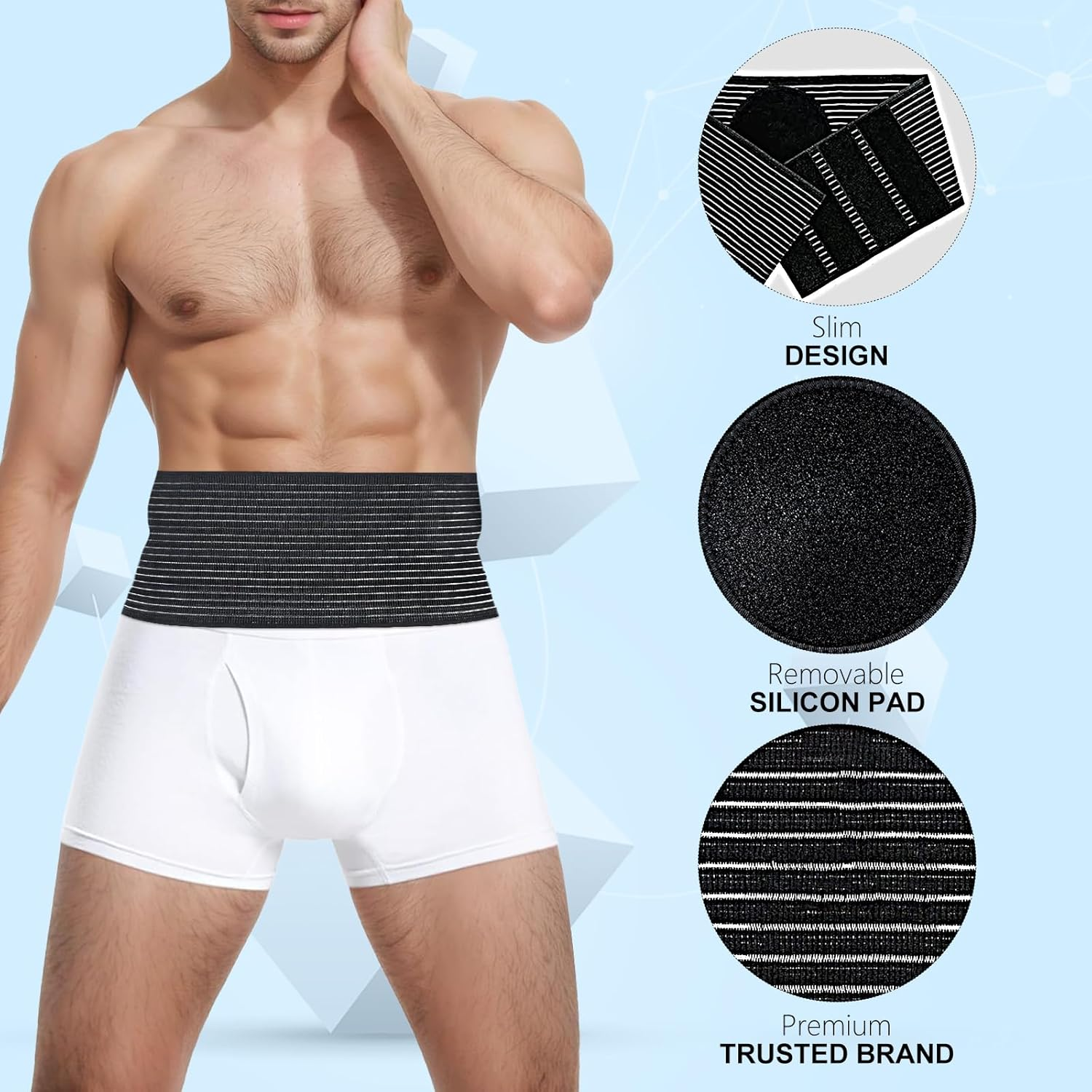 LAFUYSO Umbilical Hernia Belt for Women and Men - Abdominal Support Binder with Compression Pad - Navel Ventral Epigastric Incisional and Belly Button Hernias Surgery Prevention Aid (L-XXL) image number 4