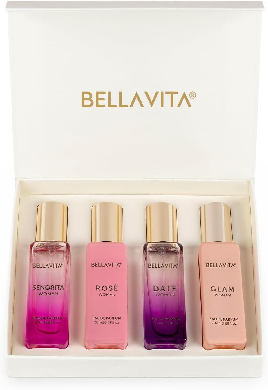 Bellavita Luxury Eau De Parfum Set for Women (4X20 Ml) with Date, Senorita, Glam, Rose | Vanilla, Floral, Sweet, Musk | Perfect for Trials, Gifting, or Blending to Craft Your Unique Fragrance image number 2
