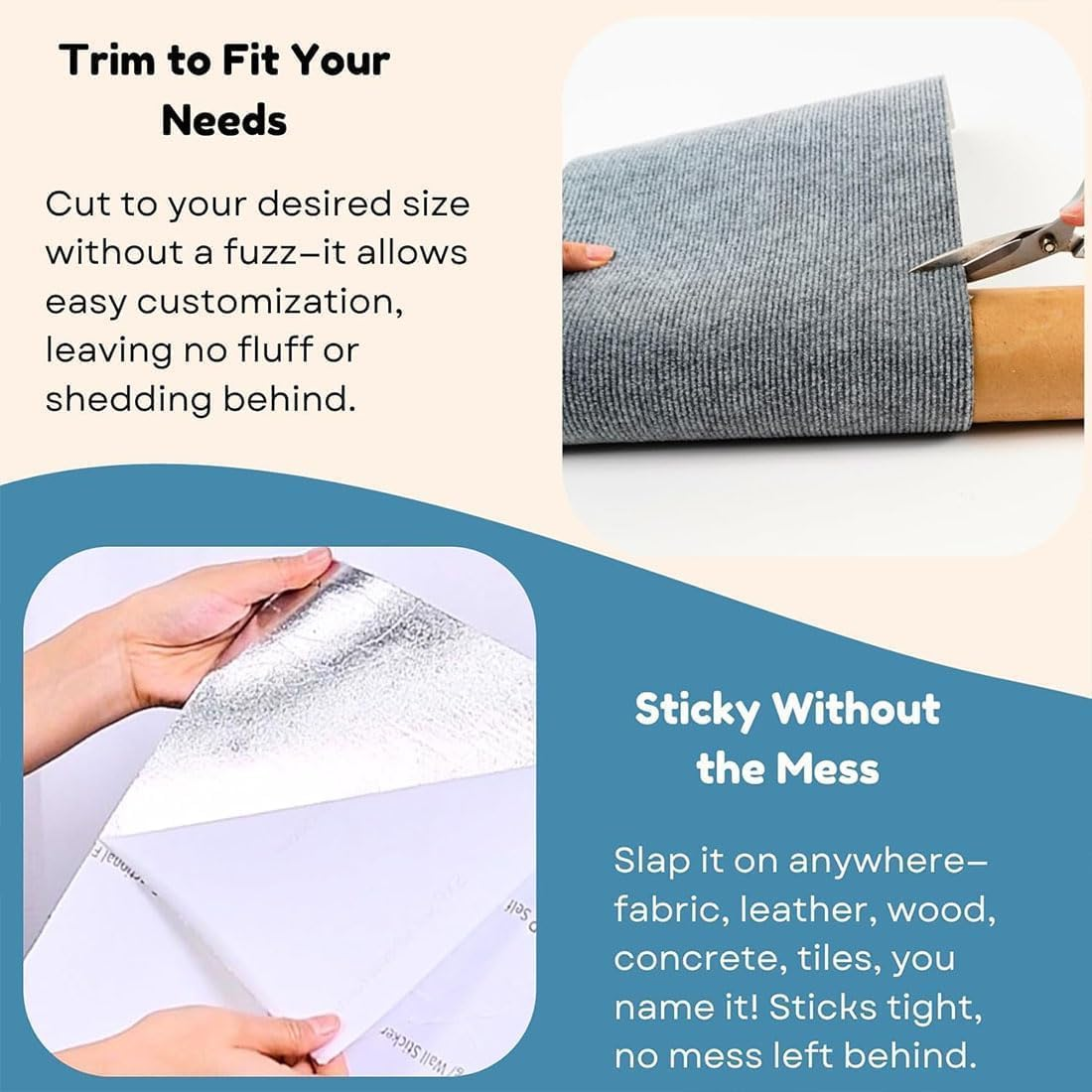 Cat Scratching Mat, Cat Scratching Mat, Cat Wall Scratching Boards, Trimmable Self-Adhesive Cat Couch Protector, Cat Scratching Mat, Self-Adhesive Carpet Mat Pad Replacement (Dark Grey, 30 X 100 Cm) image number 5