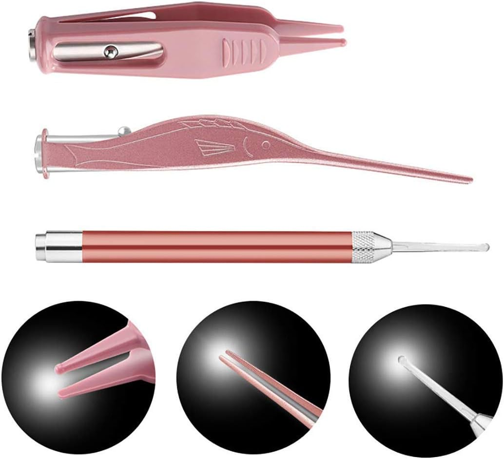 3 Pcs Earwax Removal Tools, Earwax Spoon & Nose Cleaning Tweezers Clip with LED Flash Light, Ear Pick Cleaner Kit with Storage Box, Safety Ear & Nose Health Care Clean Accessories for Baby Kids Adult image number 4