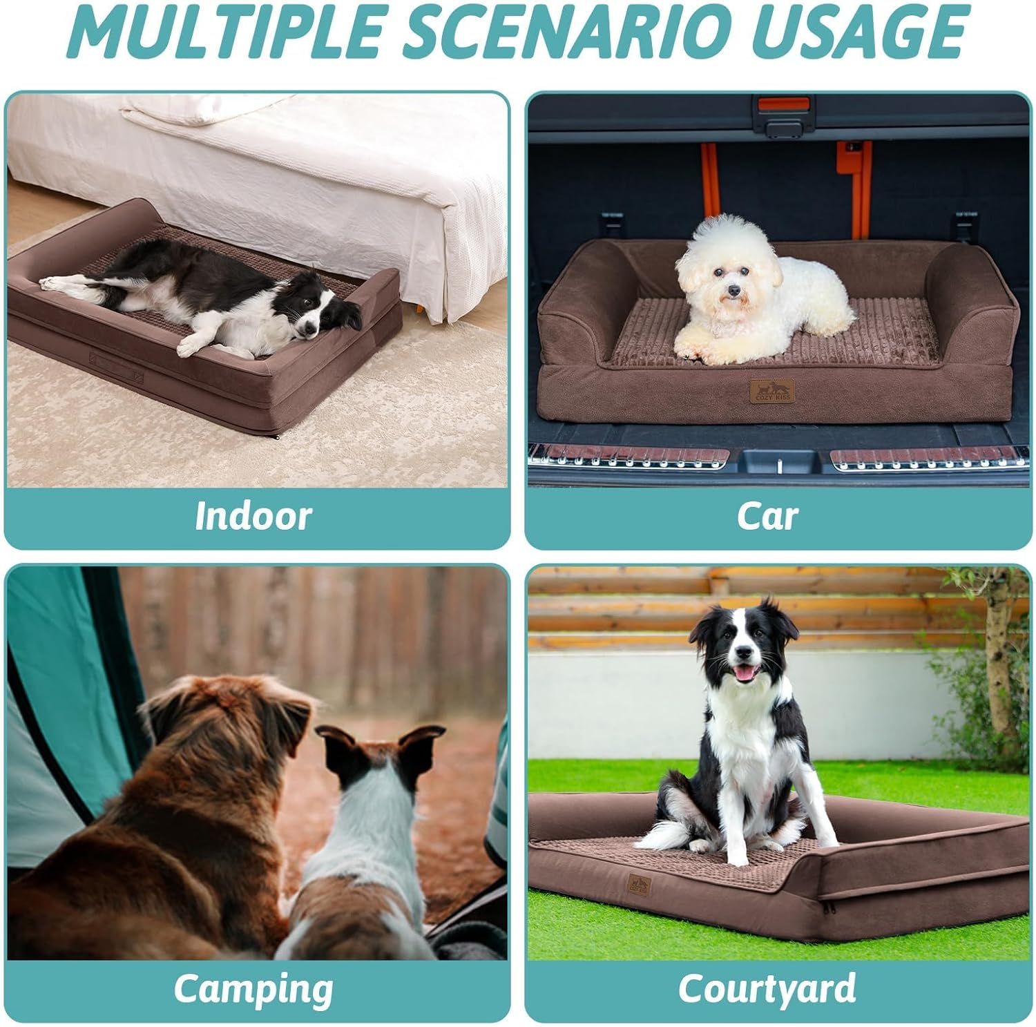 Orthopedic Dog Bed, Pet Couch, Big Supportive Foam Bolster Sofa with Waterproof Lining Cover, Comfort, Washable (U-Brown, 107X76X19Cm) image number 1