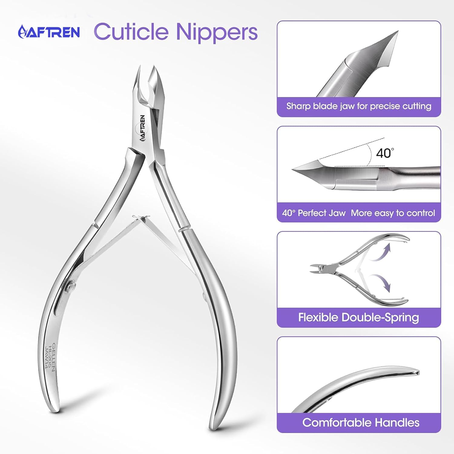 Cuticle Scissors 16 Jaws Professional Cuticle Nail Clippers Cuticle Nippers Sharp Blades Double Spring Stainless Steel Cuticle Nail Clippers Manicure Tools image number 5