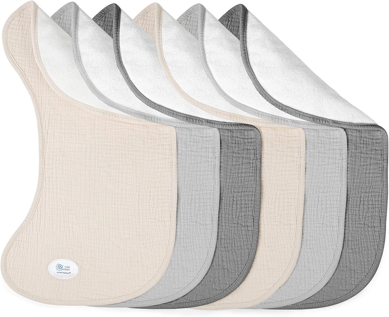Lulumoon Muslin Burp Cloths for Babies: 100% Soft Cotton Large Burping Cloths - Neutral Baby Burp Rags for Boy and Girl - Absorbent Burp Cloth for Spit-Ups 6 Pack