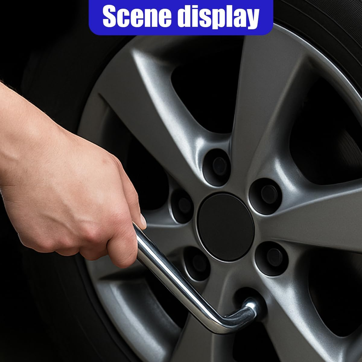 UHANBUT 17Mm Car Spare Tire Lug Wrench, L Type Automotive Tire Replacement Tool with Hexagon Slotted End, Universal Steel Vehicle Socket Repair Accessories for Jack (17Mm) image number 4