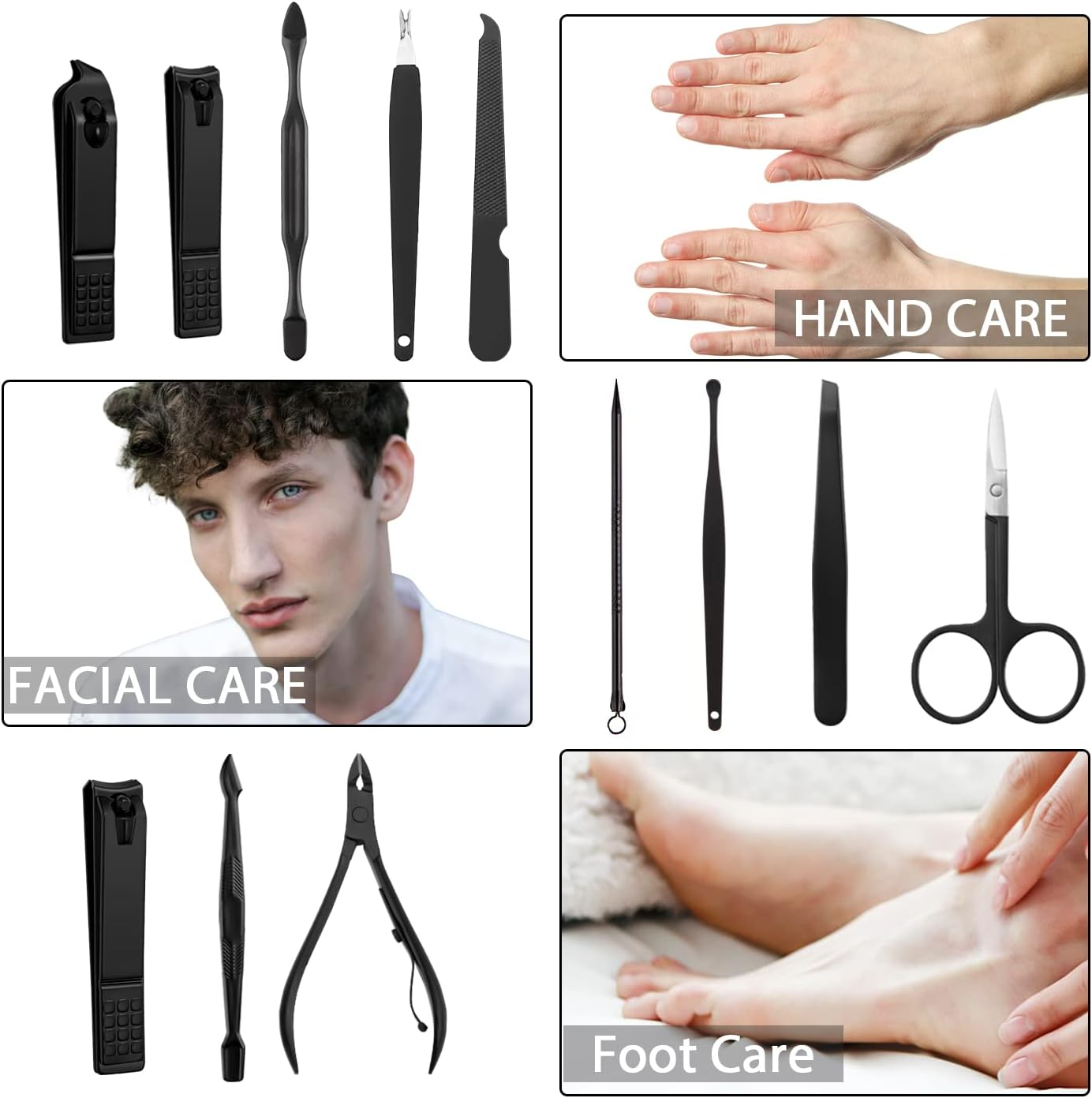 FAMILIFE Manicure Set Professional Stainless Steel Manicure Kit for Women 12Pcs Nail Clippers Kit Travel Case (Black) image number 3
