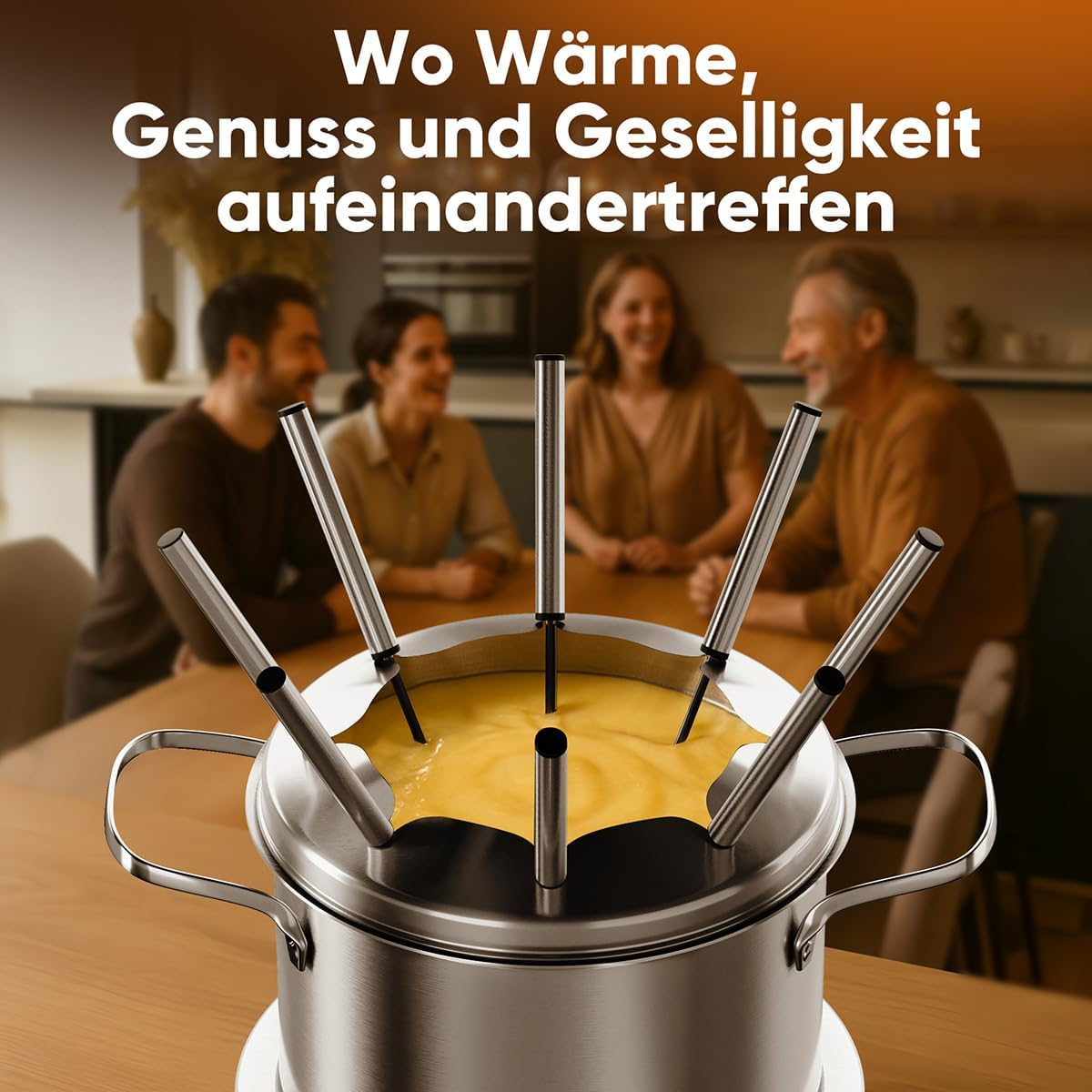 Proficook Fondue Electric Fondue for Oil Fondue, Chocolate Fondue and Cheese Fondue | Includes 8 Fondue Forks | 1.2 Litre | for up to 8 People | Fondue Set Stainless Steel | 800W | PC FD 1288 image number 3