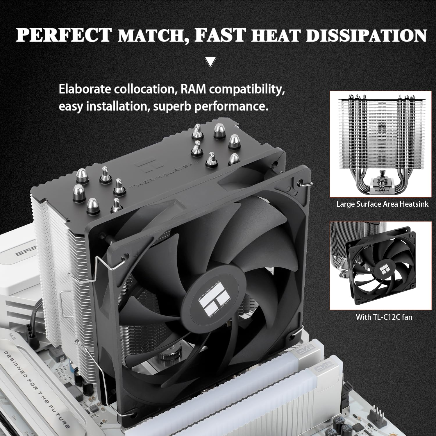 Thermalright Burst Assassin 120 SE CPU Cooler, 148Mm High, 120Mm PWM Fan with 1550RPM Speed, 6 Heat Pipes Heatsink Cooling, for Intel LGA1700/1851/1150/1151/1200, AM4/AM5, PC Cooling image number 6