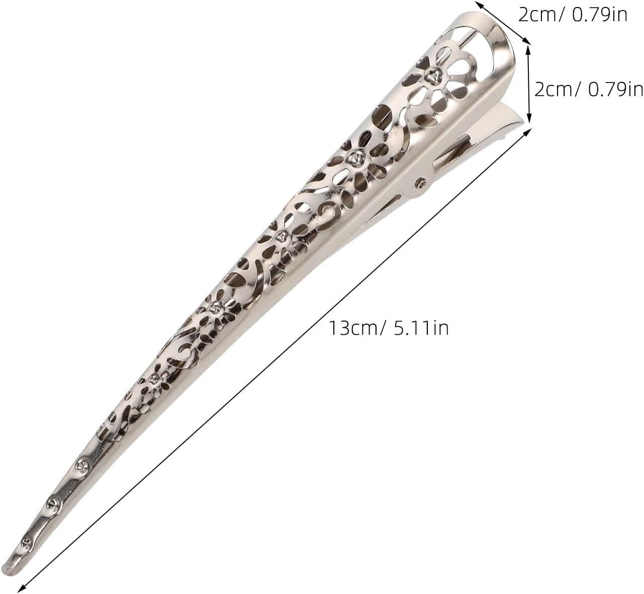 Healeved Set of 4 Stylish Alligator Hair Clips in Silver - Large Duckbill Hair Clips Made of Metal Unusual Vintage Crocodile Clips Fashionable Beak Hair Clips Unique image number 1