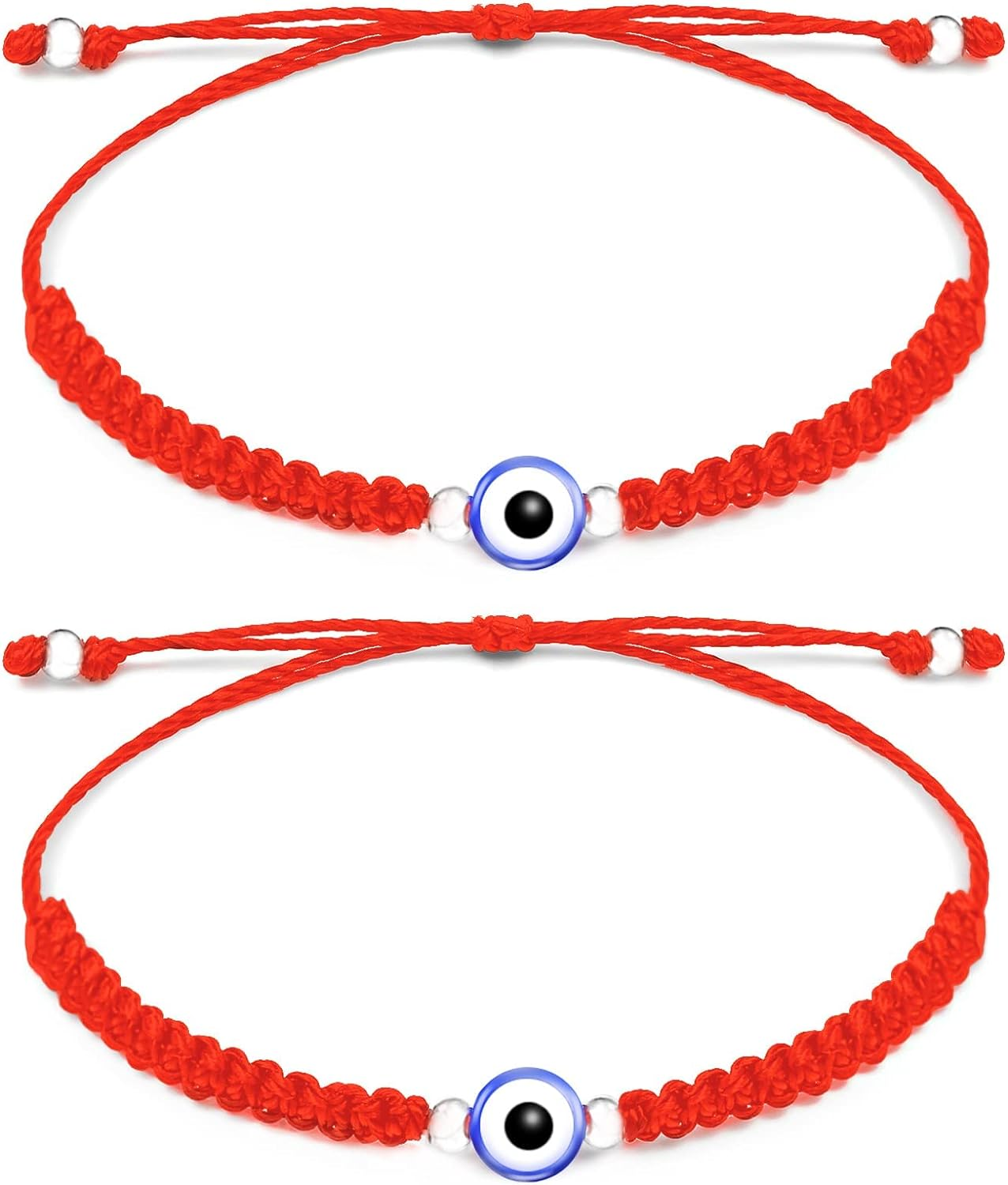 2 Pcs Evil Eye Bracelets for Women, Protection Bracelet for Men Kids, Negative Energy Evil Eye Jewelry Nazar Bracelet, Red String Bracelet for Protection