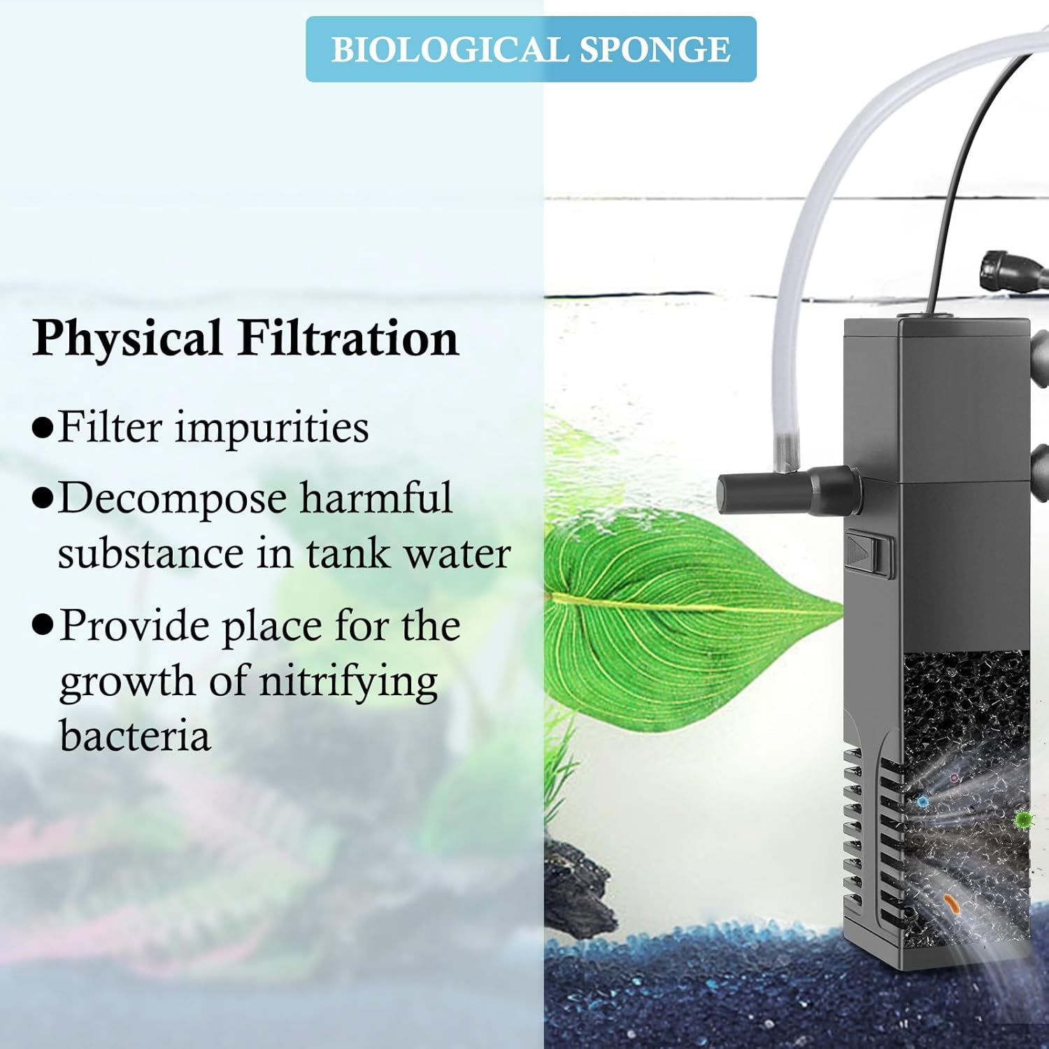 4PCS Replacement Aquarium Biochemical Sponge for 3W Aquarium Filter, Aquarium Filter Sponges for Replacement (Sponge for 3W) image number 5