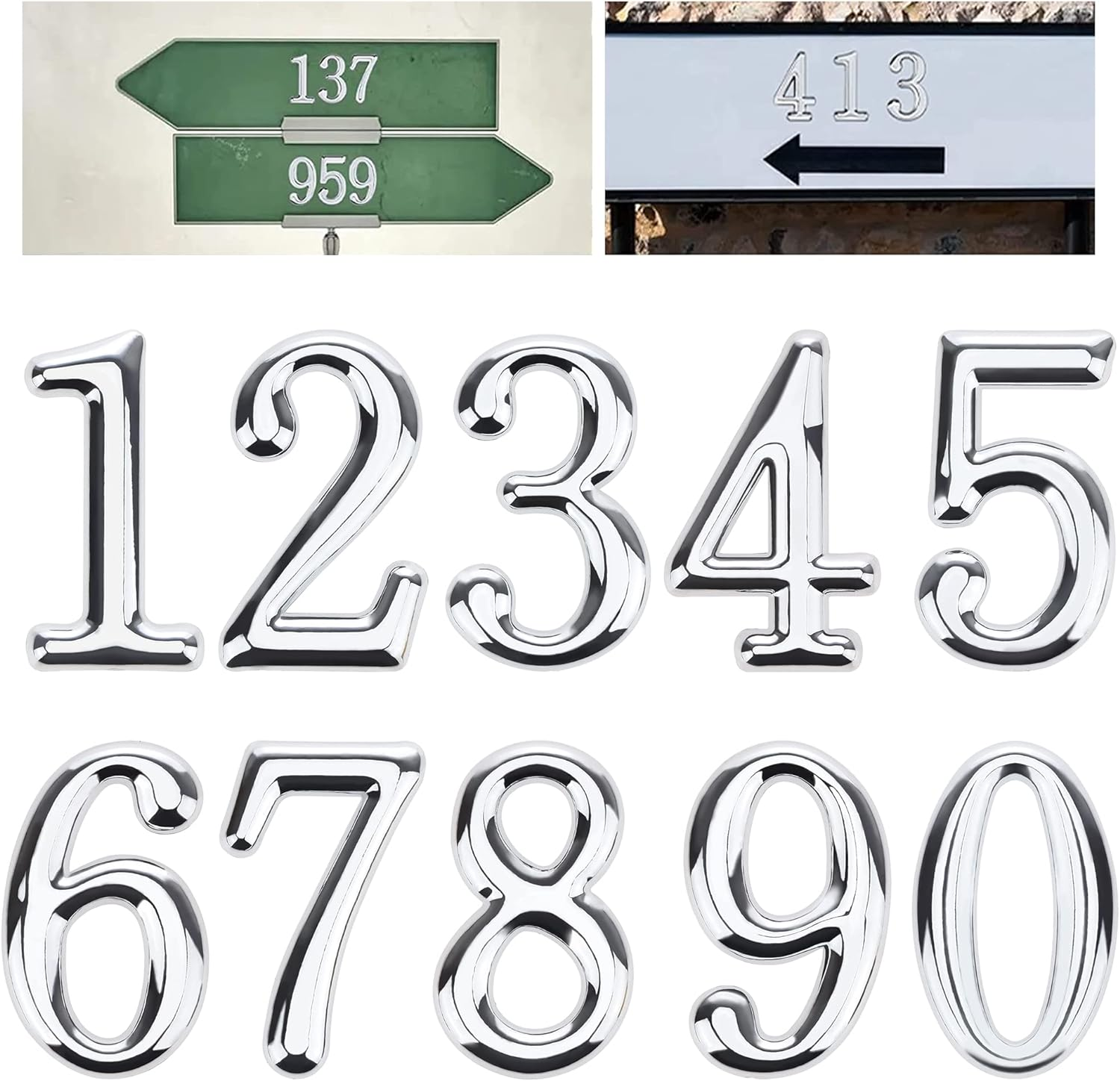 Woration 10 Pcs Mailbox Numbers 0-9 Self-Adhesive 2 Inch Stickers Door Address Number Signs for Hotel Room Apartment Office Residence House Cars Trucks Gold Decoration Project