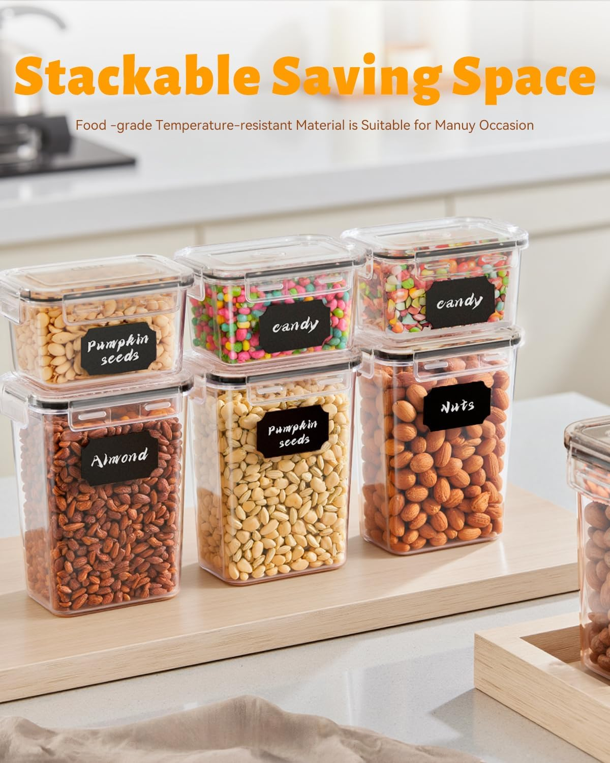 Airtight Food Storage Container - 48Pcs Kitchen Storage & Organisation Set with Lids, BPA Free Pantry Storage Containers Organiser for Cereal, Flour, Sugar, Dry and Wet Food, Includes Labels image number 5