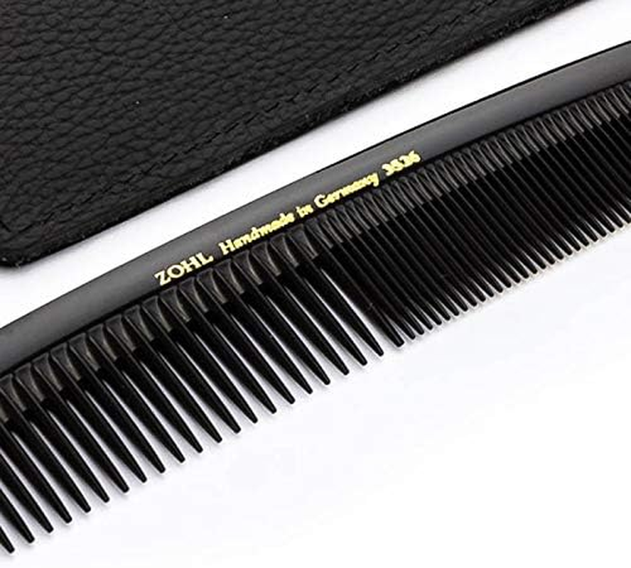 ZOHL Mens Pocket Hair Comb Ebonite in Leather Pouch image number 3