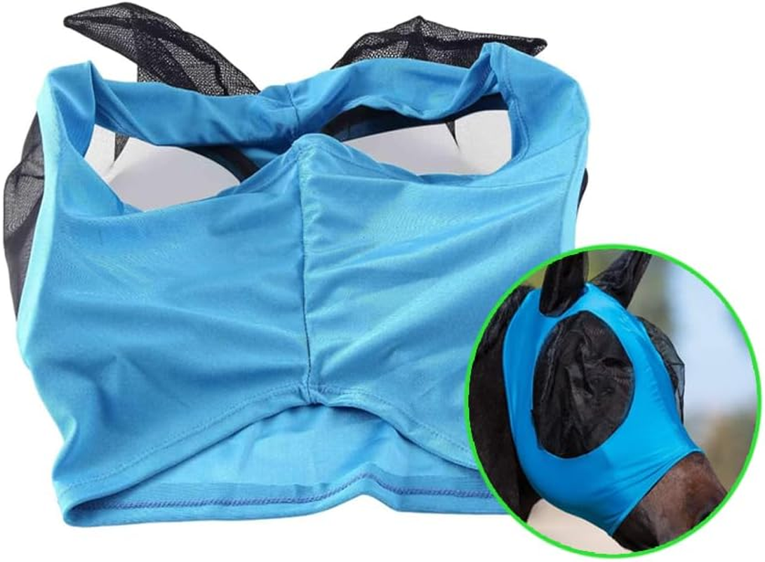 Breathable Horse Mask,Horse Fly Mask, Adequate, Breathable Fabric, Wide Applications, with Ears, for Horse Face Protection