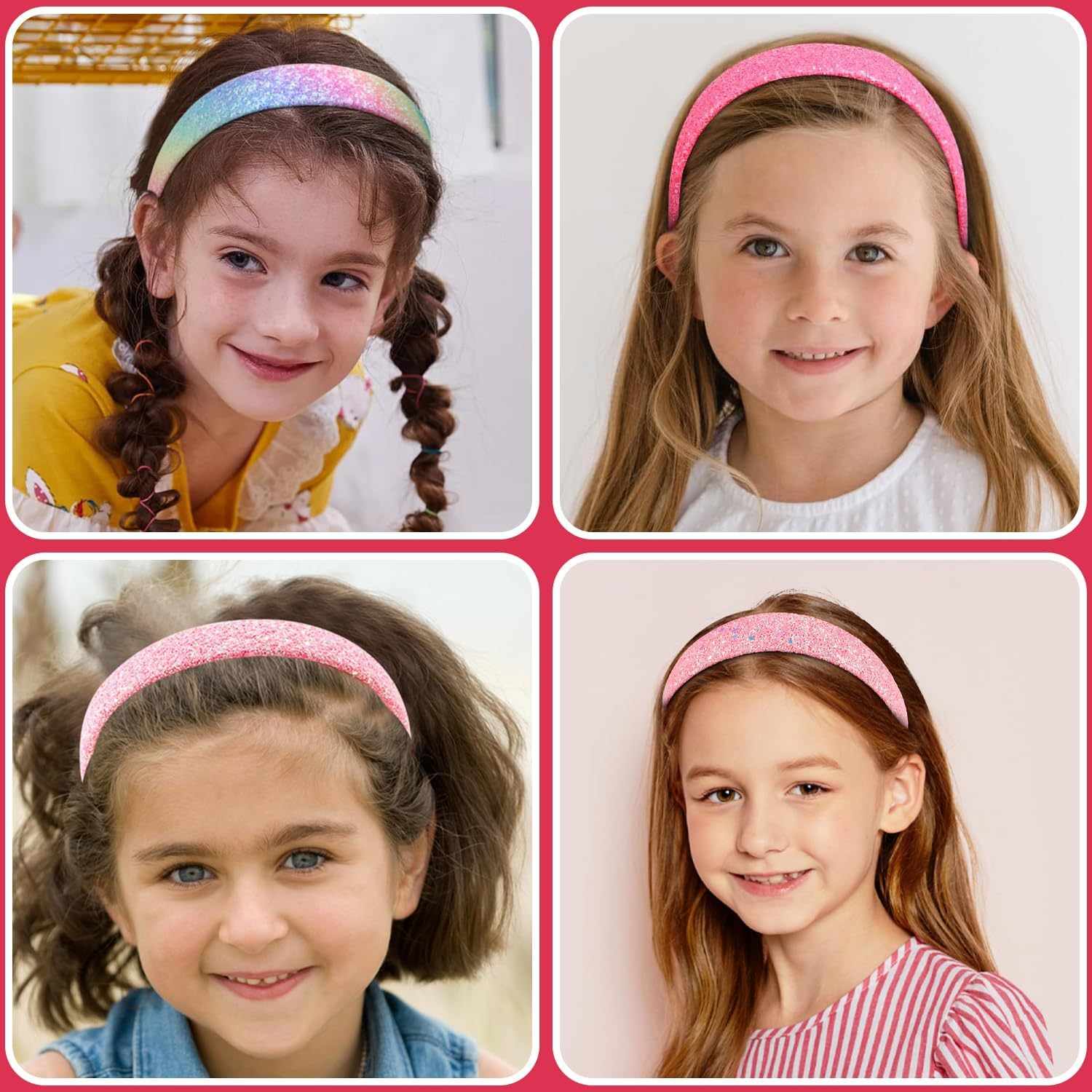 Norhogo Pack of 2 Glitter Headbands for Girls, Girls Headbands, Glitter Headbands for Girls, Hair Hoop Women'S Glitter, Rainbow Sequins Hair Accessories for Children Women image number 2