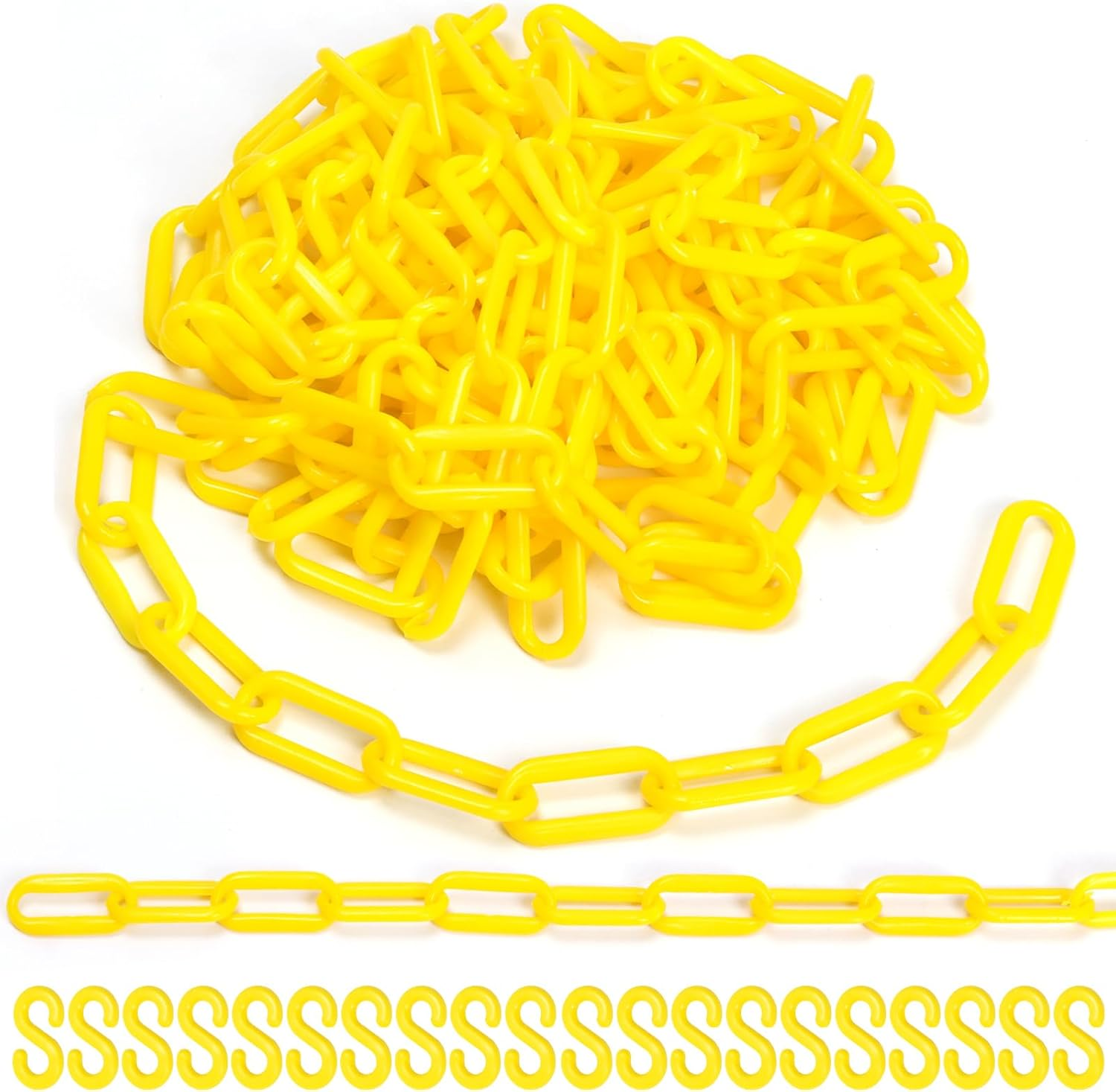 21Pcs Red and White Plastic Chain Links with Connector Hooks Plastic Chain Barrier Safety Barrier Chain for Crowd Control Construction Sites Parking Space Management