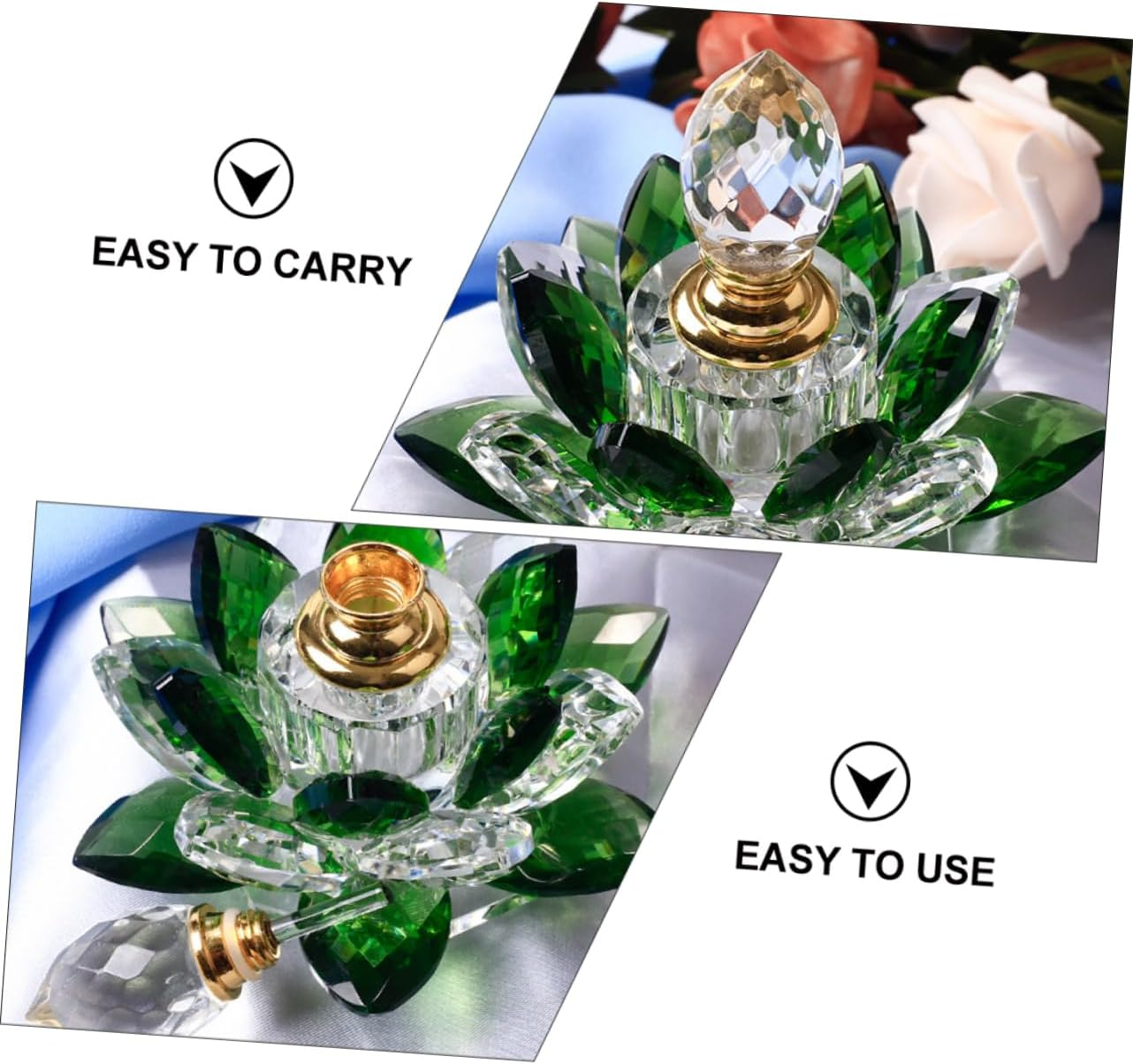 Elegant Green Lotus Perfume Bottle Crystal Glass Storage Bottle Lightweight Travel-Friendly for Business Trips Personal Use image number 5