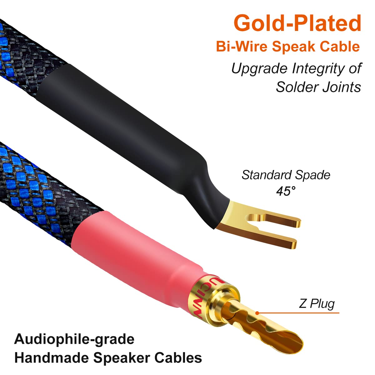 UCINNOVATE BFA Speaker Jumper Cables with Banana Plugs, 4 Pack 20Cm/7.8&rdquo; BFA to Y Plug Banana Bi-Wire Speaker Cable Bridge, 11AWG Hifi Speaker Jumper Cable with Gold Plated Spade for Home Theater image number 3