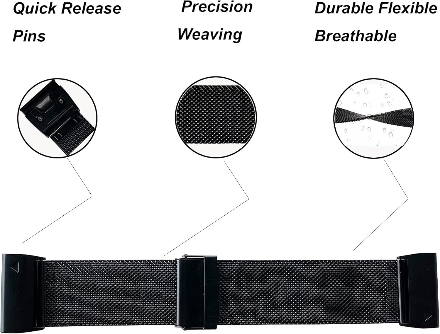 Eanwireless for Fenix 7X/6X/5X Bands Replacement, Easy Fit Stainless Steel Metal Wristband Strap Compatible for Fenix 6X Pro/Fenix 5X Plus/Descent Mk2/Fenix3/Fenix 3 HR Smartwatches image number 3