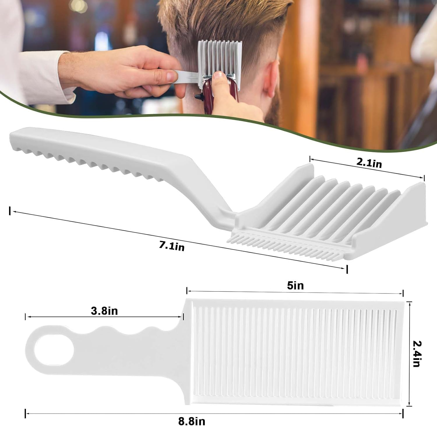 2 Pcs Barber Fade Combs, Professional Hair Cutting Comb, Heat Resistant Clipper Comb Blending Flat Top Comb for Men Salon Hairdresser Styling Tools image number 4