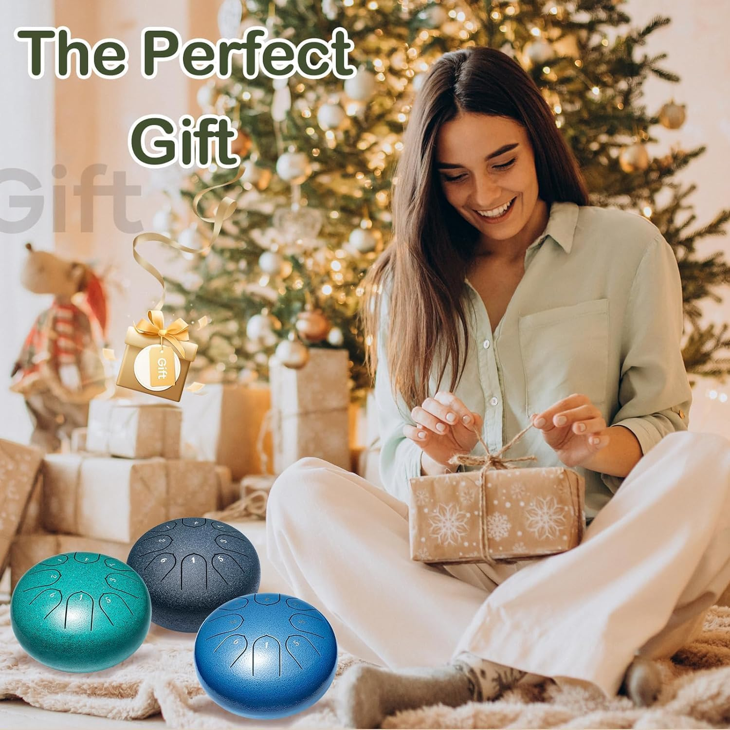 Steel Tongue Drum 6 Inch 8 Notes Hand Drums with Bag Sticks Music Book, Sound Healing Instruments for Musical Education Entertainment Meditation Yoga Chakra - Black image number 6