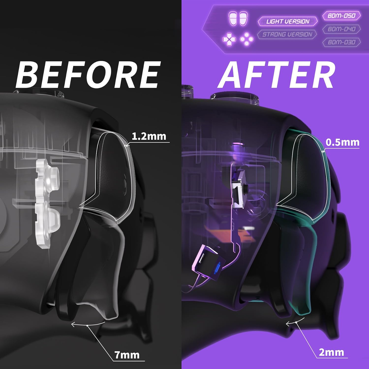 Extremerate Light Version Whole Clicky Kit V2 for PS5 Controller BDM-050 Shoulder Face Buttons, Micro Switch L2R2 Clicky Hair Trigger Kit and Tactile L1R1 Face Buttons Mouse Click for PS5 Controller image number 5