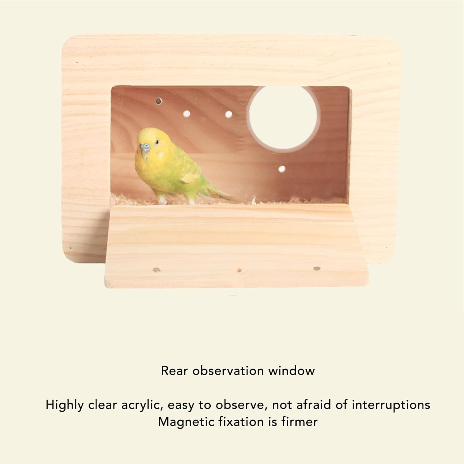 Oak Wood Parrot Nesting Box, Wooden Bird Mating House with Clear Viewing Window, Parakeet Nesting Bird Breeding Cage for Cockatiel Cockatoo Budgie Lovebirds image number 1