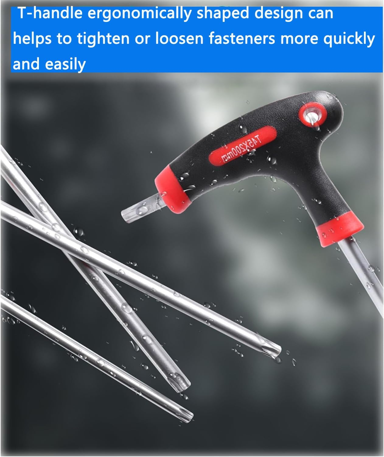 Kewayo9Pcs T-Handle Torx Set, Chrome Vanadium Steel Star Keys (T10-T50), Long/Short Arm Design for Bicycle & Workshop image number 6