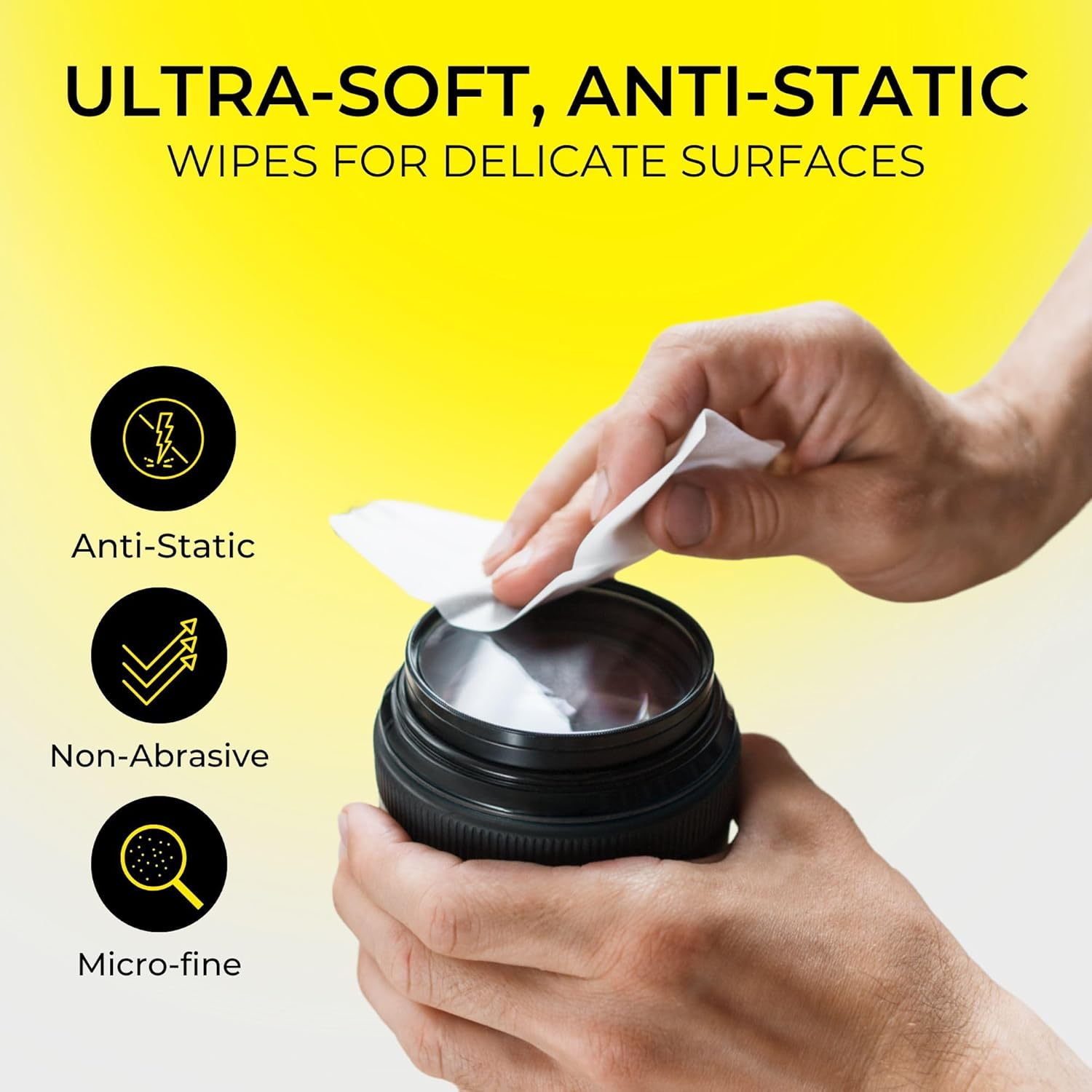 BRIGHTWIPE Lens Wipes - Screen Cleaning Towelletes - Eye Glasses Cleaner - Quick Drying, Remove Fingerprints, Dirt, Oil from Eyewear, Phone and Tablet Screen. 250 Single Use Wipes