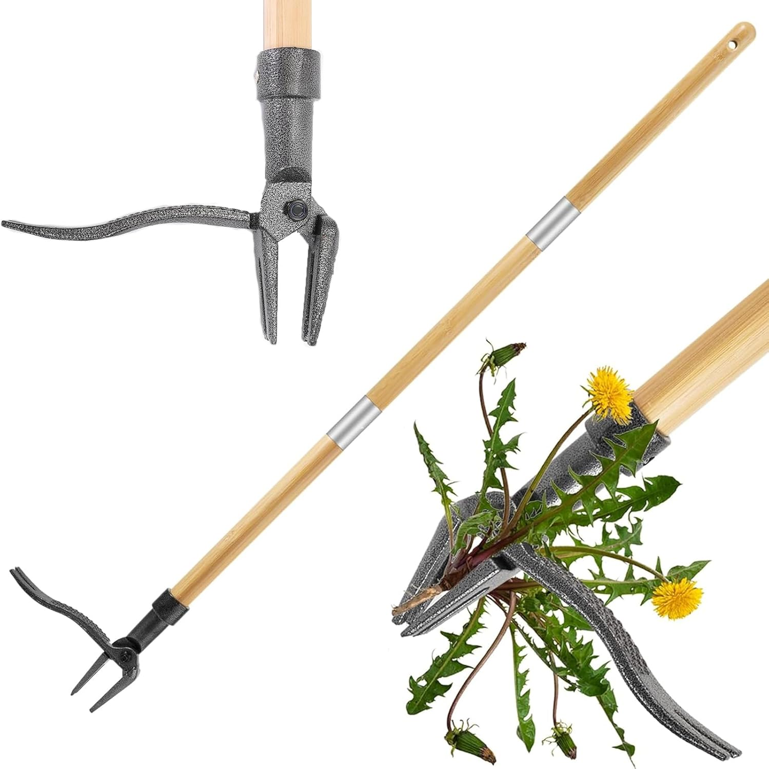 Shgarden Weed Puller Tool Stand up Weed Puller Tool with Long Handle and 4-Claw Steel Head 3-Sectioal Pole Weed Remover Tool Garden Hand Weeding Tool for Garden Patio without Bending SH0085 image number 4