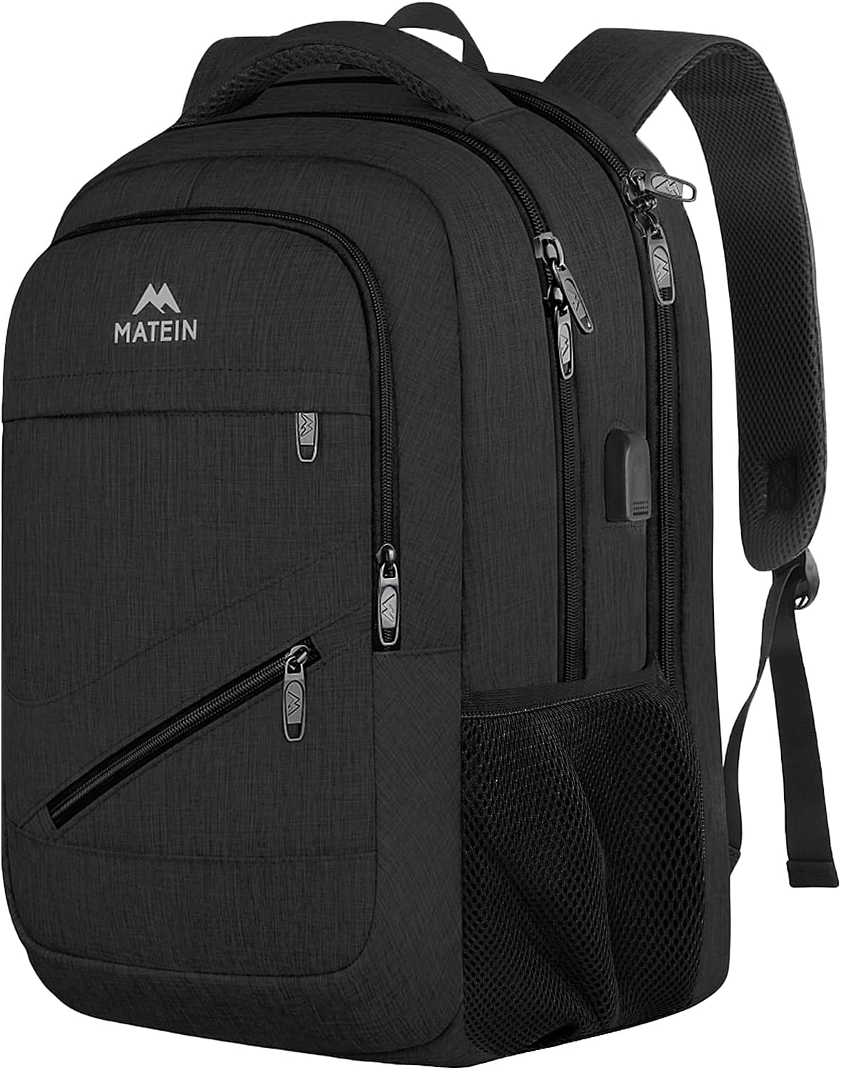 MATEIN Travel Laptop Backpack, 17 Inch Business Flight Approved Carry on Backpack, TSA Large Computer Backpack for Men Women with USB Port,Black