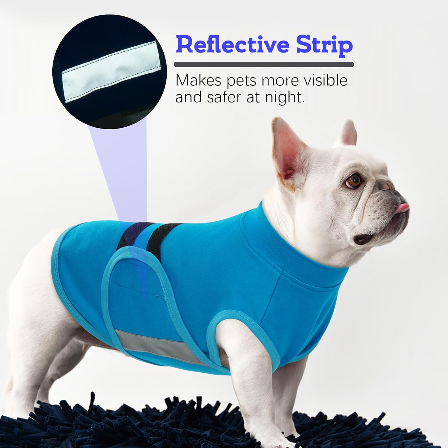 Dog Anxiety Relief Coat - Calming Vest for Small Medium Dogs | Adjustable Machine Washable Pet Anxiety Jacket for Fireworks & Travel Stress-Blue-Xs image number 2