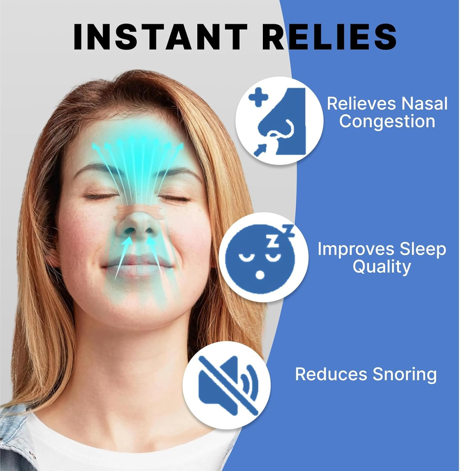 30 Pack Breathe Right Nasal Strips, Nose Strips for Sleeping, Snoring Relief, and Better Nose Breathing, Effective Nose Tape for Sleeping, Reducing Snoring, and Improving Sleep Quality