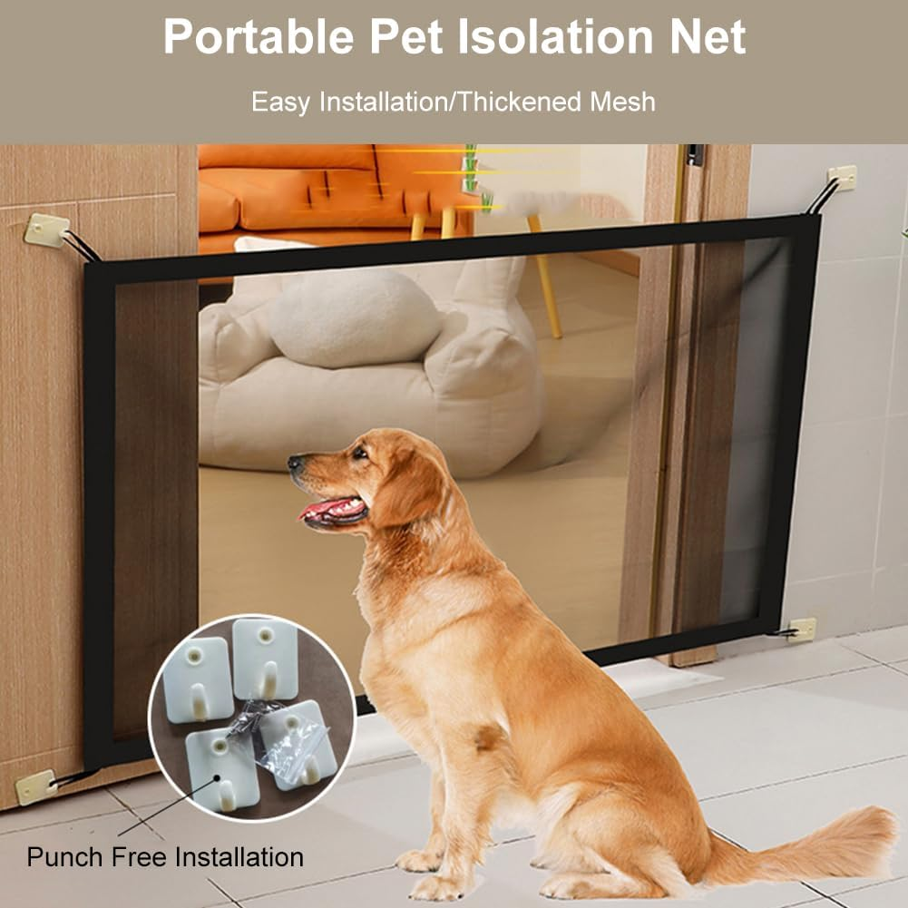 Stair Safety Gate for Dogs, Door Safety Gate No Drilling, Barrier for Dogs, Baby Barrier Safety Gate, Stairs, Dog Barriers, Child Safety Gate, Mesh Gate, Barrier for Pets, 115 X 78 Cm image number 4