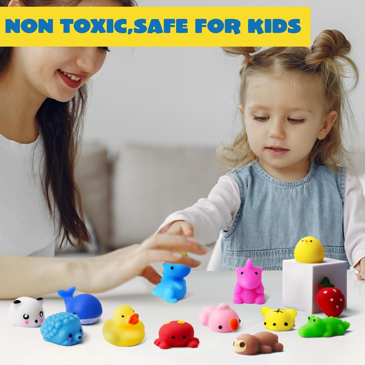 JOYIN Mochi Squishy Toys Set, Random 25 Pack Mini Mochi Party Favors for Kids, Kawaii Squishy Toy Stress Relief Toys, Goodie Bags Fillers with Storage Box, Classroom Prizes image number 2