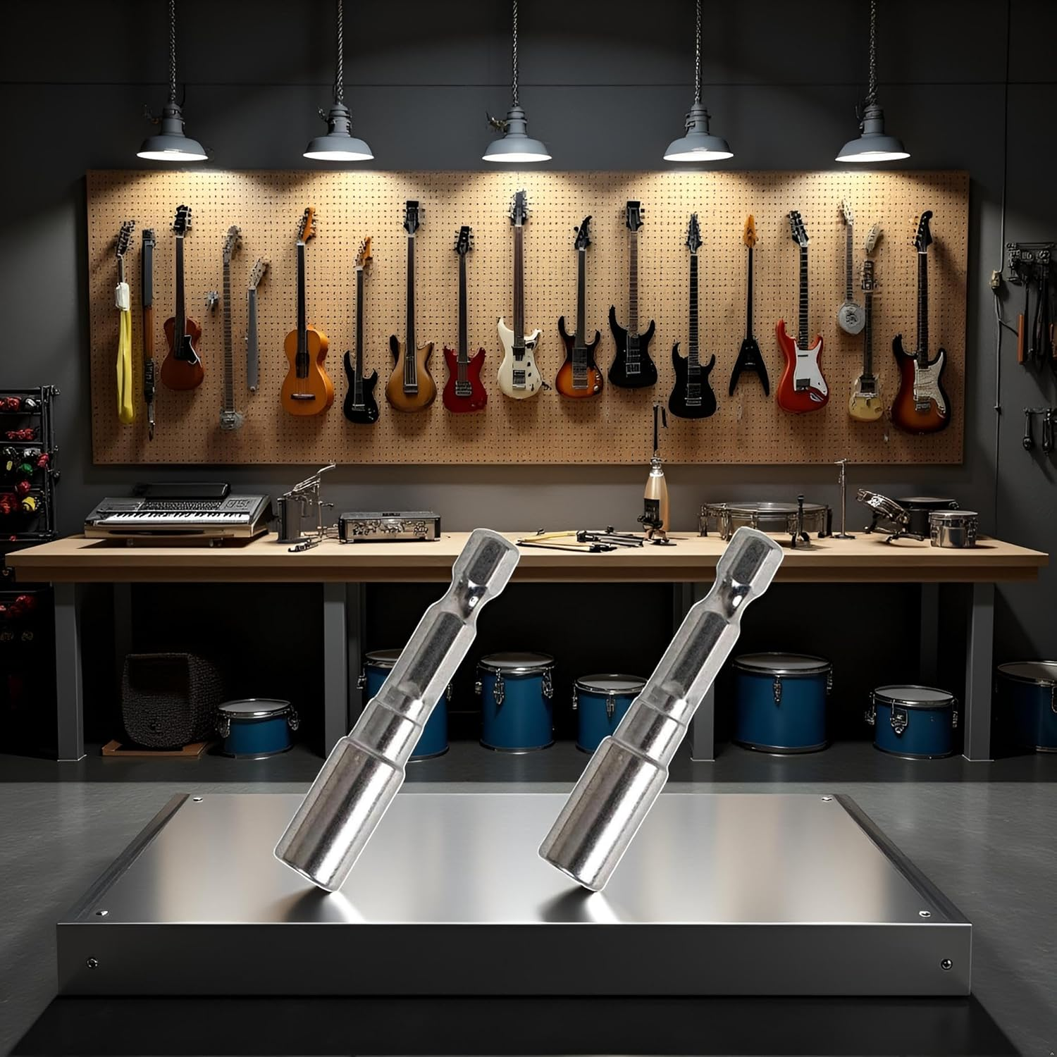 2Pcs Silver Steel Drum Tuning Key Drill Bit Tension Drum Key Percussion Hardware Tool for Electronic Drum Accessories Replacement Metal Wrench Drum Keys and Drum Set Accessories image number 3