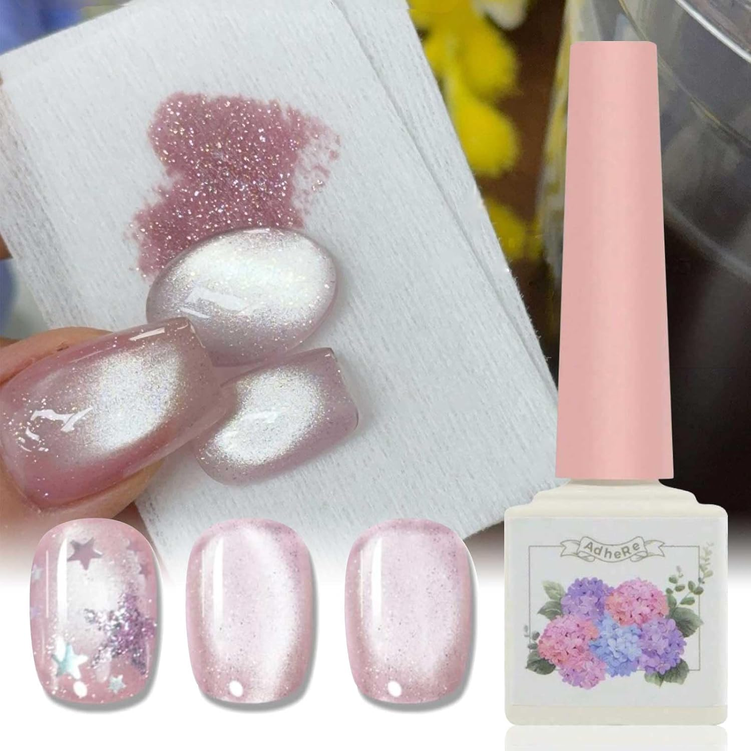 ADHERE Ukiyo Romance Series - 12Ml Cat Eye Gel Nail Polish 1Pc Holographic Magnetic Gel Polish, Soak Off, for Manicure Salon DIY at Home (Rose Maiden)