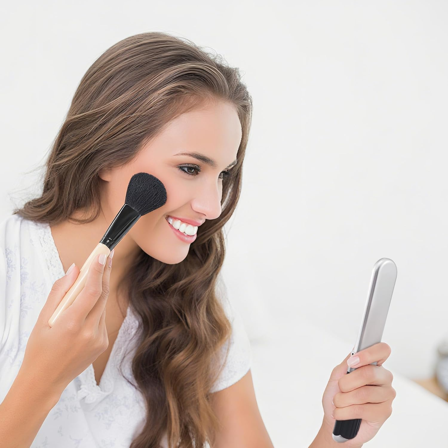 Blingkingdom Folding Hair Brush with Mirror, Small Compact Travel Portable Pocket Size Comb with Soft Bristles Styling Foldable Hairbrush for Travelling Swimming Gym Bag image number 5