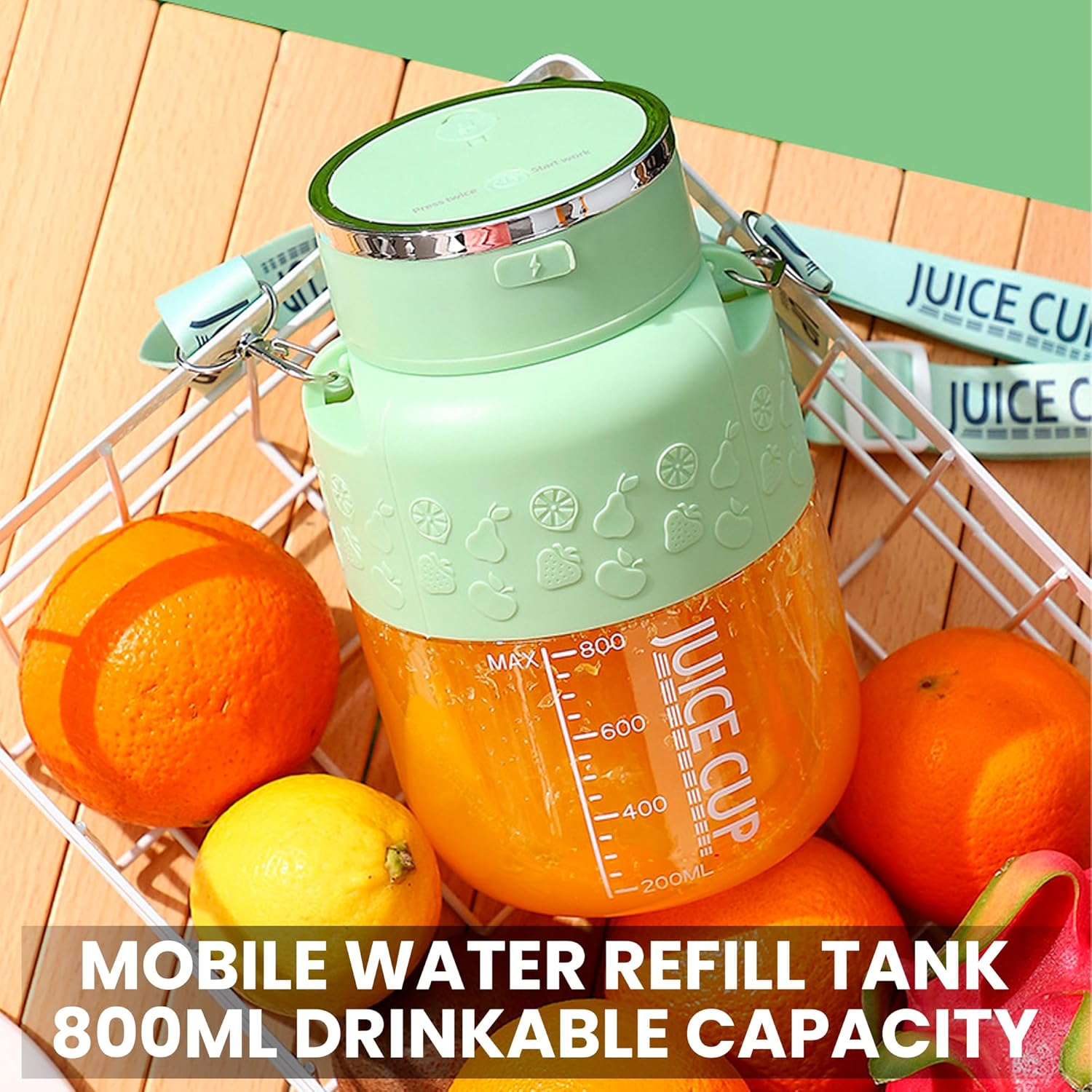 Depehelp Portable Blender and Juicer 2-In-1, 800W Electric Blender Cup with Straw, USB Rechargeable, 28Oz Leakproof Design for Kitchen, Travel, Gym, Making Smoothies and Fresh Juices (White) image number 2