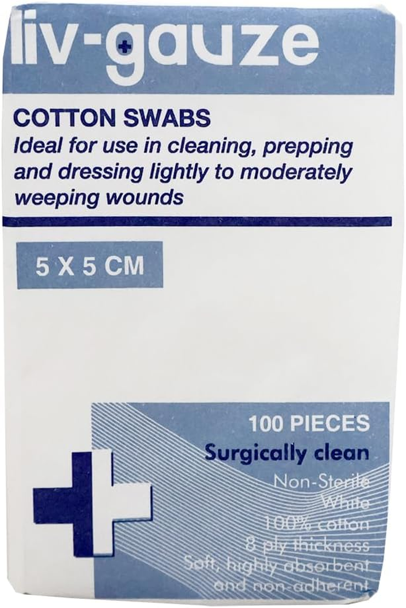 LIV GAUZE SWABS 5X5CM 8PLY NONSTERILE 100Pct COTTON 100/PK image number 2