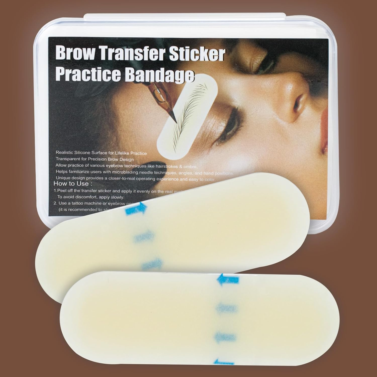 10 Pairs of Eyebrow Transfer Stickers - Realistic Silicone Tattoo Practice Skin with Pre-Drawn Brow Pattern for Microblading & Permanent Makeup Training (Pack of 20 Blank)