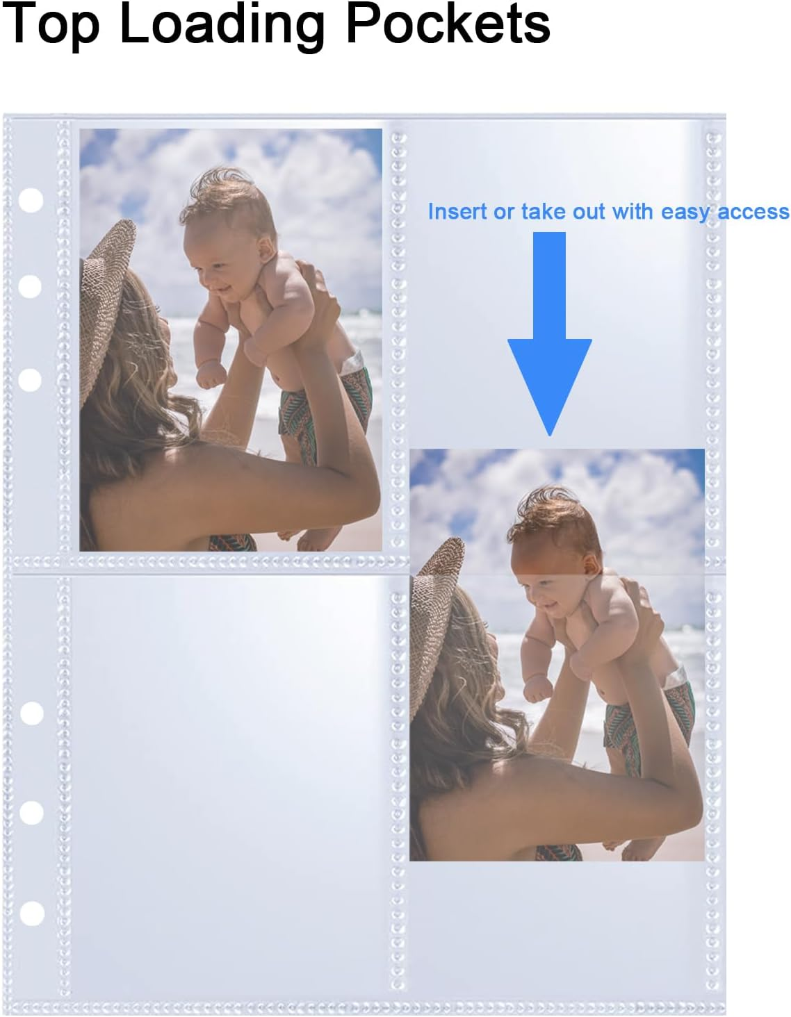 40 Pack 320 Pockets 2.5X3.5 Inch Trading Card Sleeve Pages for Game Cards, Photocard- Double-Sided 4 Pocket Page Protector,Ultra-Clear Kpop Photocard Sheets for A5 6 Ring Binder image number 6