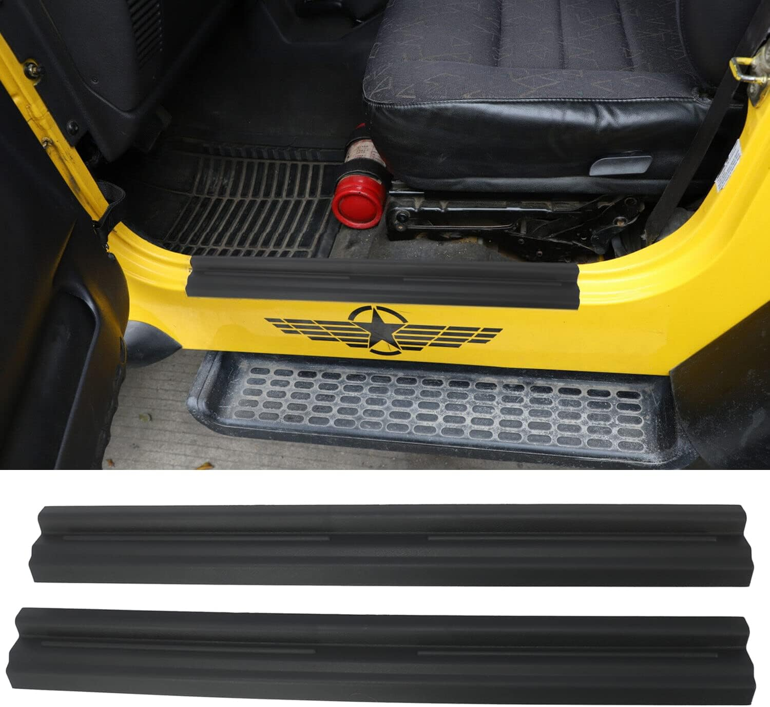 YOCTM ABS TJ Door Sill Protectors Guards Plate Entry Guard Kit for 97-06 Jeep Wrangler TJ Interior Accessories Full Protection