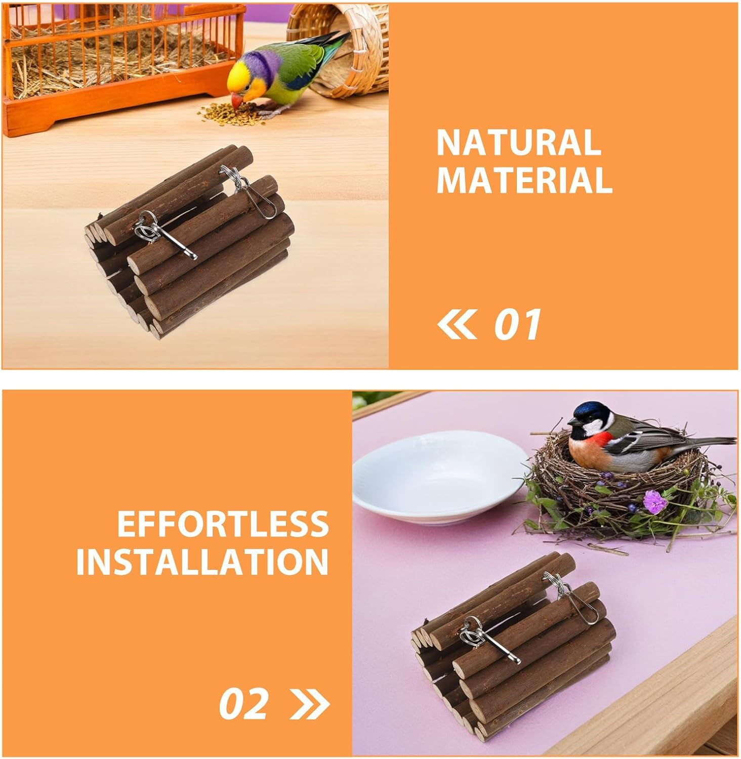 SWOOMEY Parrot Chewing Swing Toy, Wooden Bird Tunnel Hammock, Climbing Perch Platform, Bird Perch Stand Chewing Toy for Large Cage Budgie Macaw image number 3