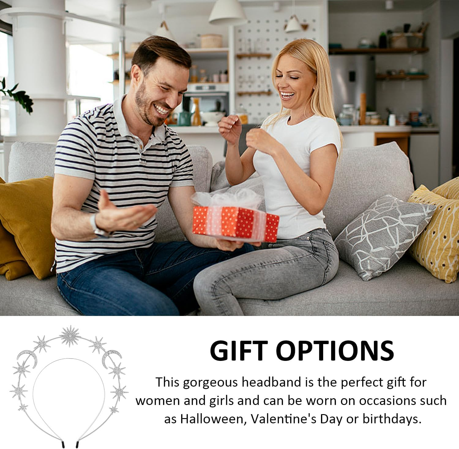 1 Piece Double Layer Silver Headband, Women'S Headband, Star Moon Headband, Star Rhinestone Headband, Moon Costume, Suitable for Birthdays, Parties, Banquets image number 4