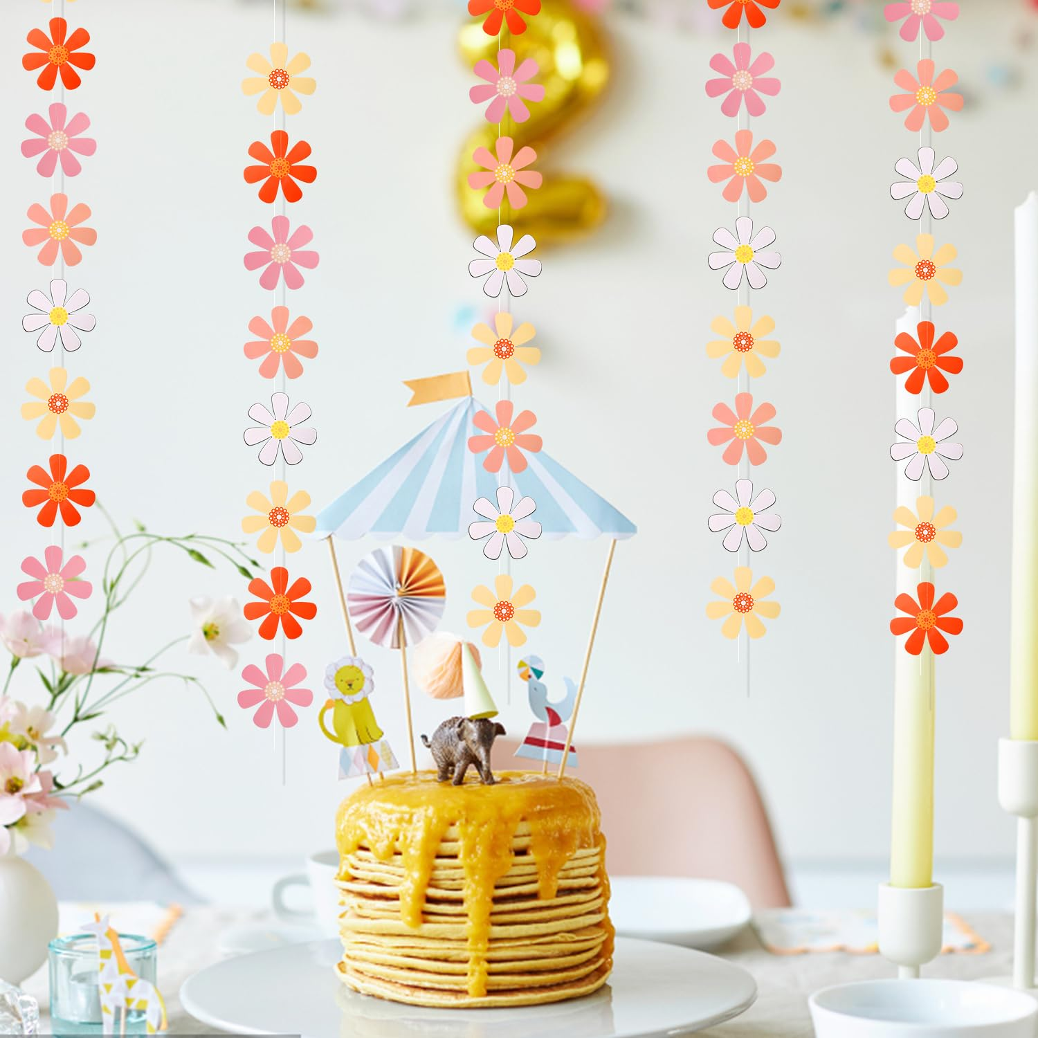 8Pcs Daisy Groovy Boho Party Banners, Summer Daisy Groovy Boho Garland Daisy Flower Hanging Banners for Girl Birthday Baby Shower Party Hippie Daisy Party Home Decorations image number 2