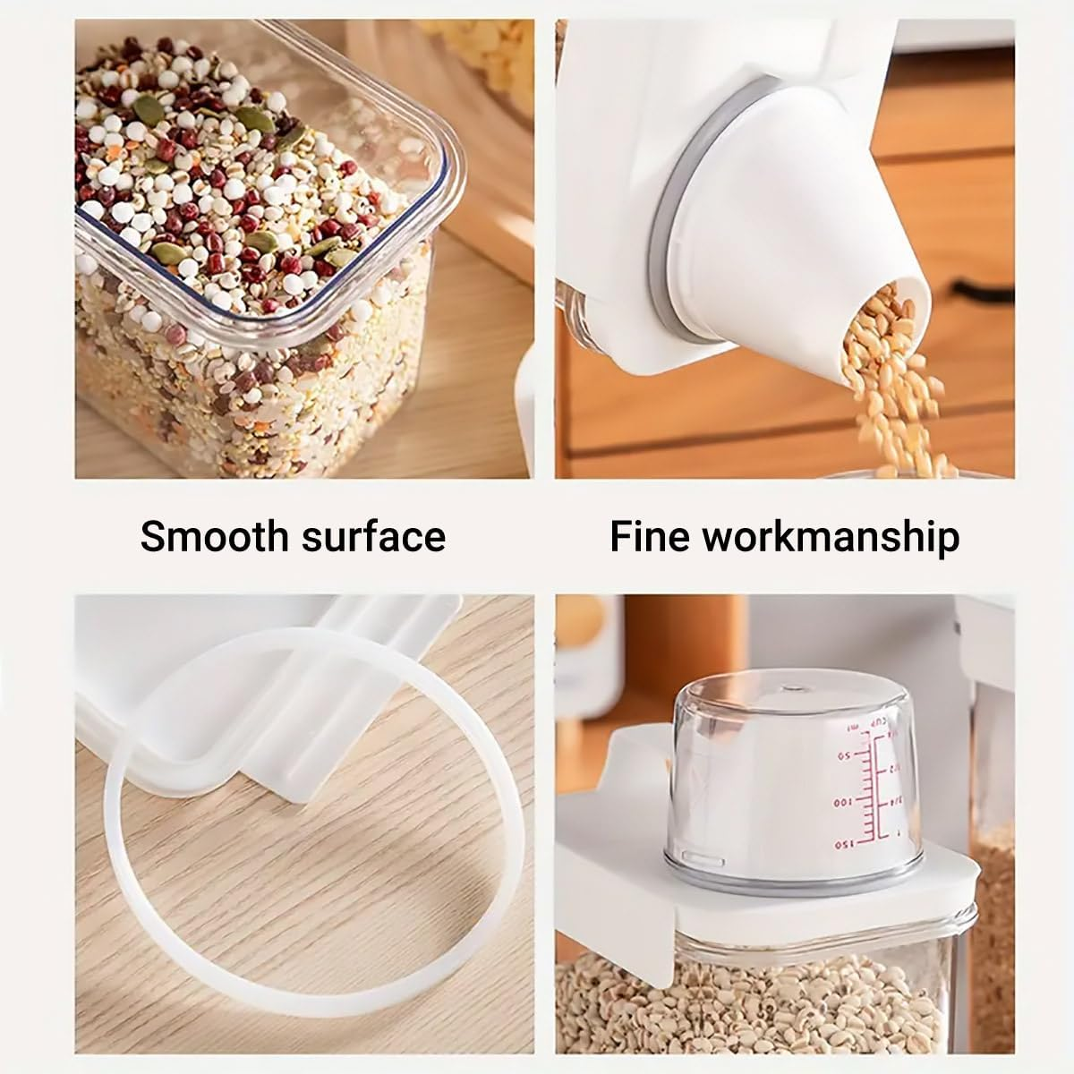 AIMALL 1100ML&ndash;2900ML Rice Storage Container with Lid and Measuring Cup Airtight Moisture-Proof Grain Box for Flour Cereal Dry Food Pet Cat Dog Food Sealed Kitchen Storage Jar image number 5