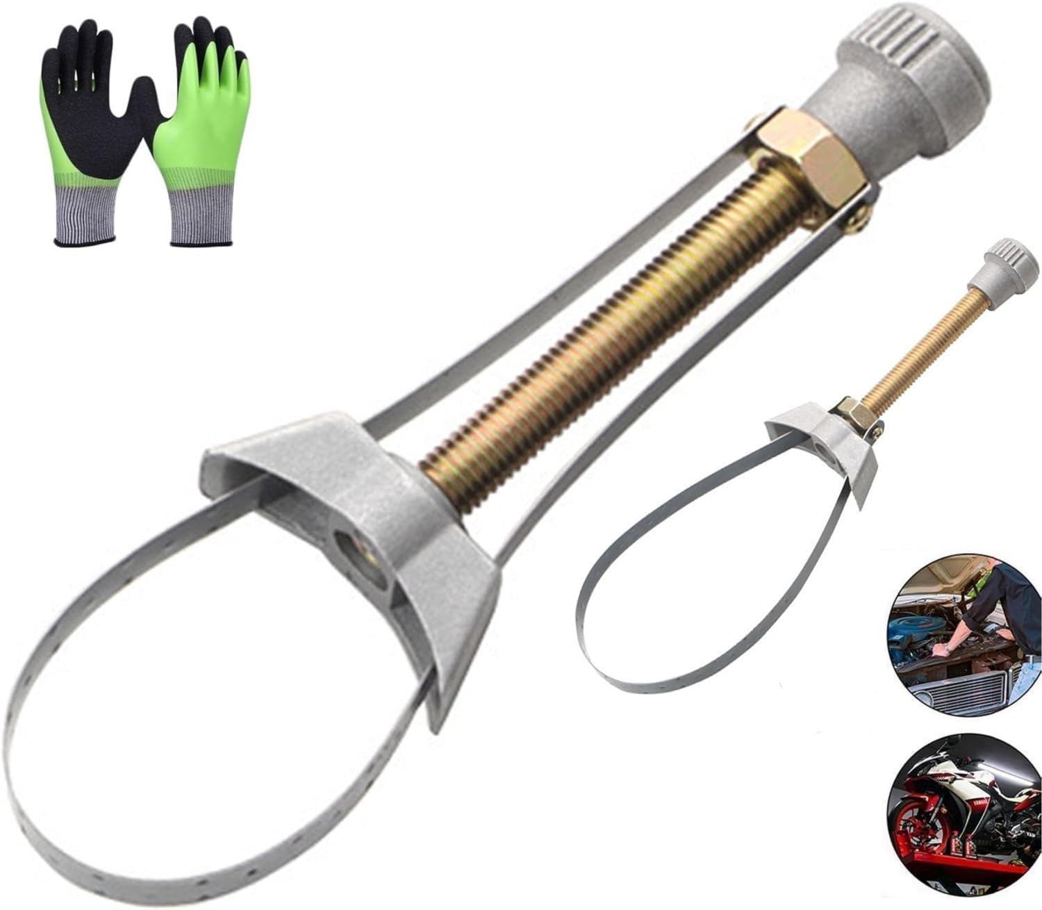 Adjustable Oil Filter Wrench - Oilfilter Removal Tool with Non-Slip Strap for Cars, Trucks, Excavators (1-Piece) image number 5