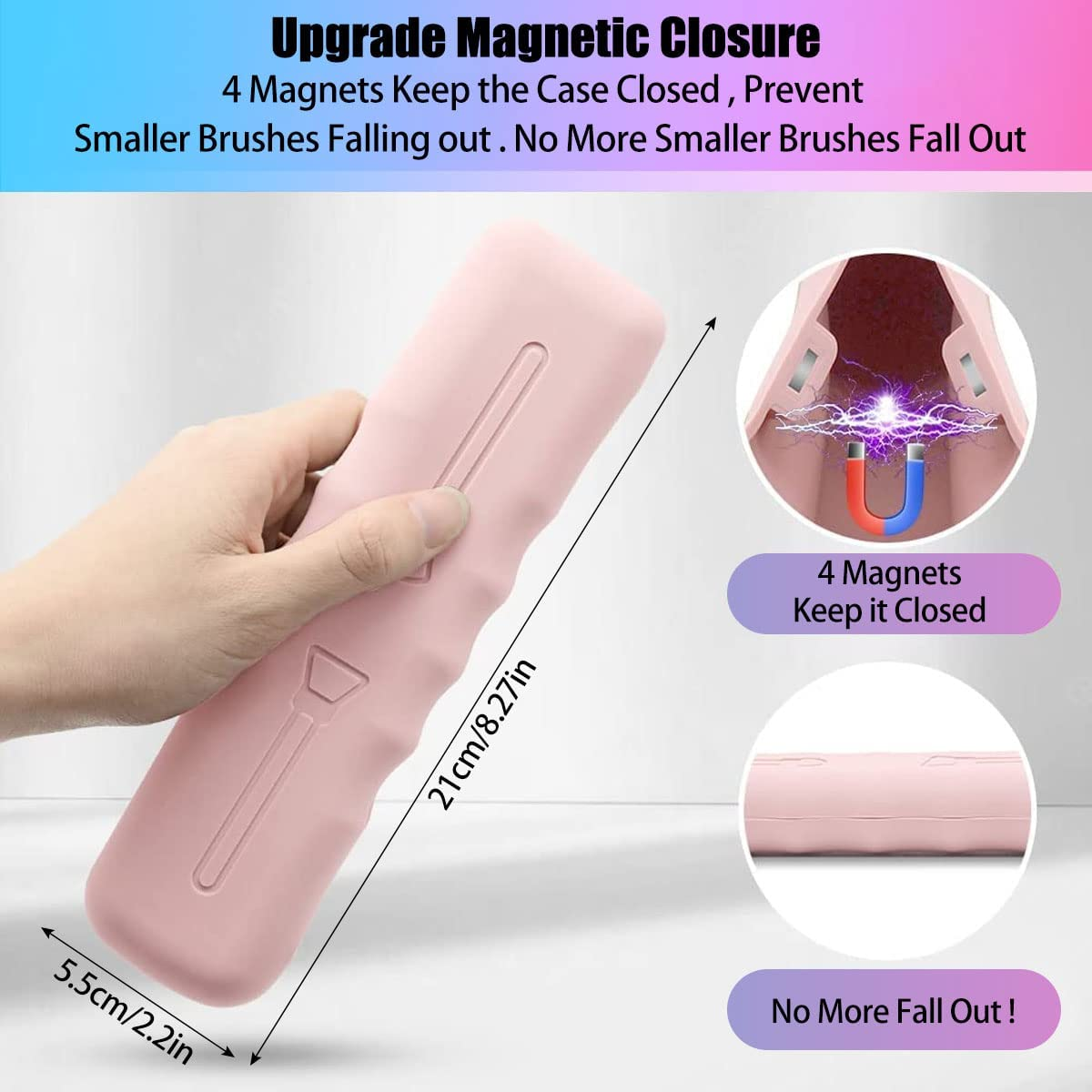 4 PCS Travel Makeup Brush Holder, Silicone Magnetic Beauty Sponges Case - Anti-Fall Out, Reusable Makeup Sponge Case & Cosmetic Brush Holder for Girls image number 2